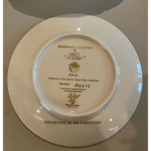 Vintage Lenox Bottlenose Dolphins Plate Jarrett Holderby - Picture 5 of 5